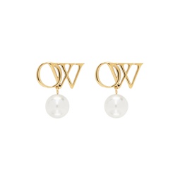 Gold OW Pearl Earrings 241607F022003
