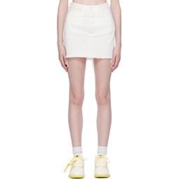White Frayed Miniskirt 231607F090011