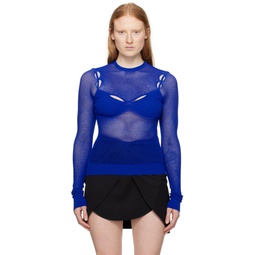 Blue Net Arrow Long Sleeve T Shirt 241607F110001