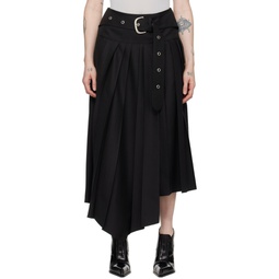 Black Belted Maxi Skirt 241607F093000