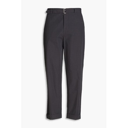 George tapered belted cotton-poplin pants