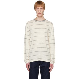 Off White Striped Long Sleeve T Shirt 231305M213005