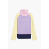 Clemmie embellished color-block knitted turtleneck sweater