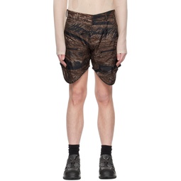 Brown Camouflage Shorts 231077M193004