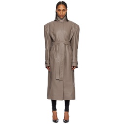 Brown Vented Trench Coat 222958F059009