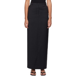 Black Fitted Maxi Skirt 241958F093001