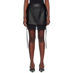 Black Layered Faux Leather Miniskirt 241958F090000