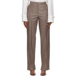 Taupe Two Pocket Faux Leather Trousers 222958F087006