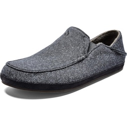OLUKAI Moloa Hulu Mens Wool-Blend Slippers, Soft & Heathered Knit Slip On Shoes, Suede Leather Foxing, Drop-In Heel Design