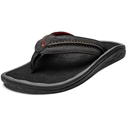 OLUKAI Hokua Mens Beach Sandals, Quick-Dry Flip-Flop Slides, Water Resistant & Wet Grip Rubber Soles, Compression Molded Footbed & Soft Comfort Fit