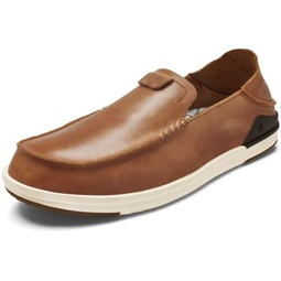 OLUKAI Kakaha Mens Slip-On Shoes, Full-Grain Leather Sneakers, Gel Insert for Comfort & Support, Comfort Fit & Wet Grip Rubber