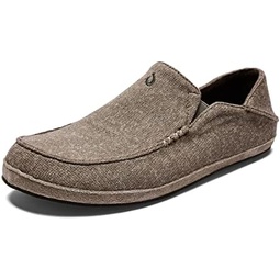 OLUKAI Moloa Hulu Mens Wool-Blend Slippers, Soft & Heathered Knit Slip On Shoes, Suede Leather Foxing, Drop-In Heel Design