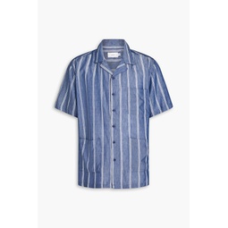 Striped TENCEL, cotton and linen-blend chambray shirt
