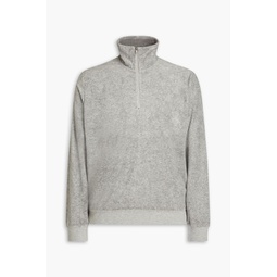 Melange cotton-blend terry half-zip sweatshirt