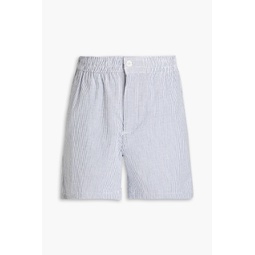 Striped cotton-blend seersucker shorts