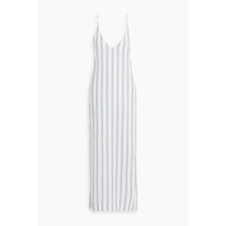 Striped linen-blend gauze maxi dress
