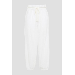 Cropped crinkled cotton-gauze tapered pants