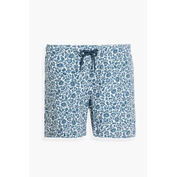 Floral-print mid-length swim shorts