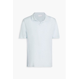 Linen-blend jersey polo shirt