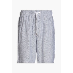 Striped linen-blend drawstring shorts