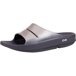 OOFOS OOahh Luxe Slide Sandal - Lightweight Recovery Footwear - Reduces Stress on Feet, Joints & Back - Machine Washable - Hand-Painted Treatment - Womens
