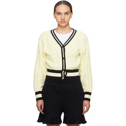 Off White Heart   Cable Cardigan 241731F095003