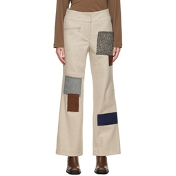 Beige Patchwork Trousers 222731F087021