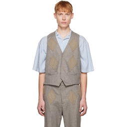 SSENSE Exclusive Brown Diamond Patched Waistcoat 222731M185001
