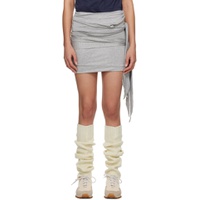 Gray Tie Up Miniskirt 231731F090001