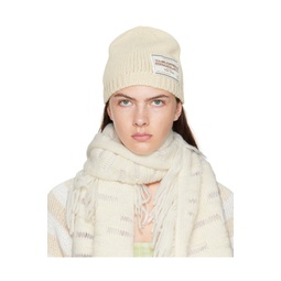Beige Patched Beanie 222731F014010