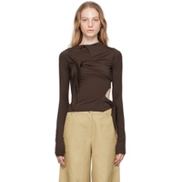 Brown Knot Blouse 232731F107001