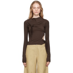 Brown Knot Blouse 232731F107001