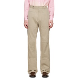 SSENSE Exclusive Taupe Square Reverse Patched Trousers 222731M191008