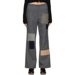 Gray Patchwork Trousers 222731F087020