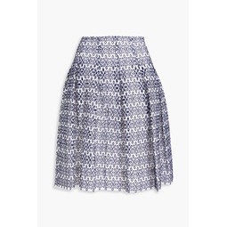 Pleated broderie anglaise cotton-blend skirt