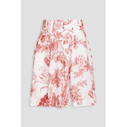 Floral-print cotton-voile skirt