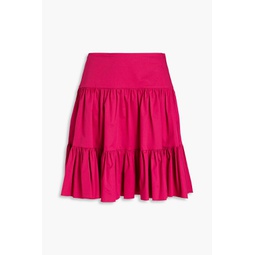 Ruffled cotton-blend twill mini skirt