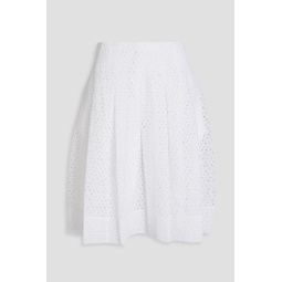 Pleated broderie anglaise cotton-blend skirt