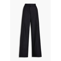Pinstriped wool and mohair-blend twill wide-leg pants