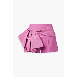 Bow-embellished wool and mohair blend moire shorts