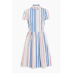 Striped cotton-blend poplin shirt dress