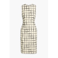 Checked wool-blend boucle-tweed dress