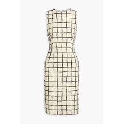 Checked wool-blend boucle-tweed dress
