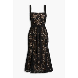 Embellished corded lace midi dress