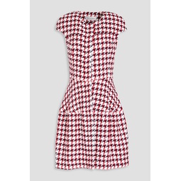 Houndstooth cotton-blend boucle-tweed dress
