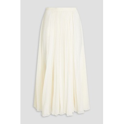 Pleated silk-georgette midi skirt
