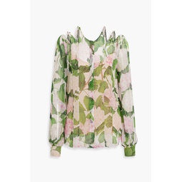 Bow-detailed floral-print silk-chiffon blouse