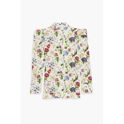 Floral-print silk-crepe blouse