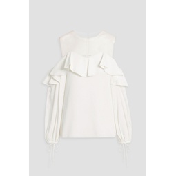 Tulle-trimmed ruffled crepe top