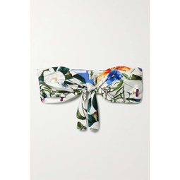 OSCAR DE LA RENTA Tie-front floral-print silk-satin twill bandeau top
